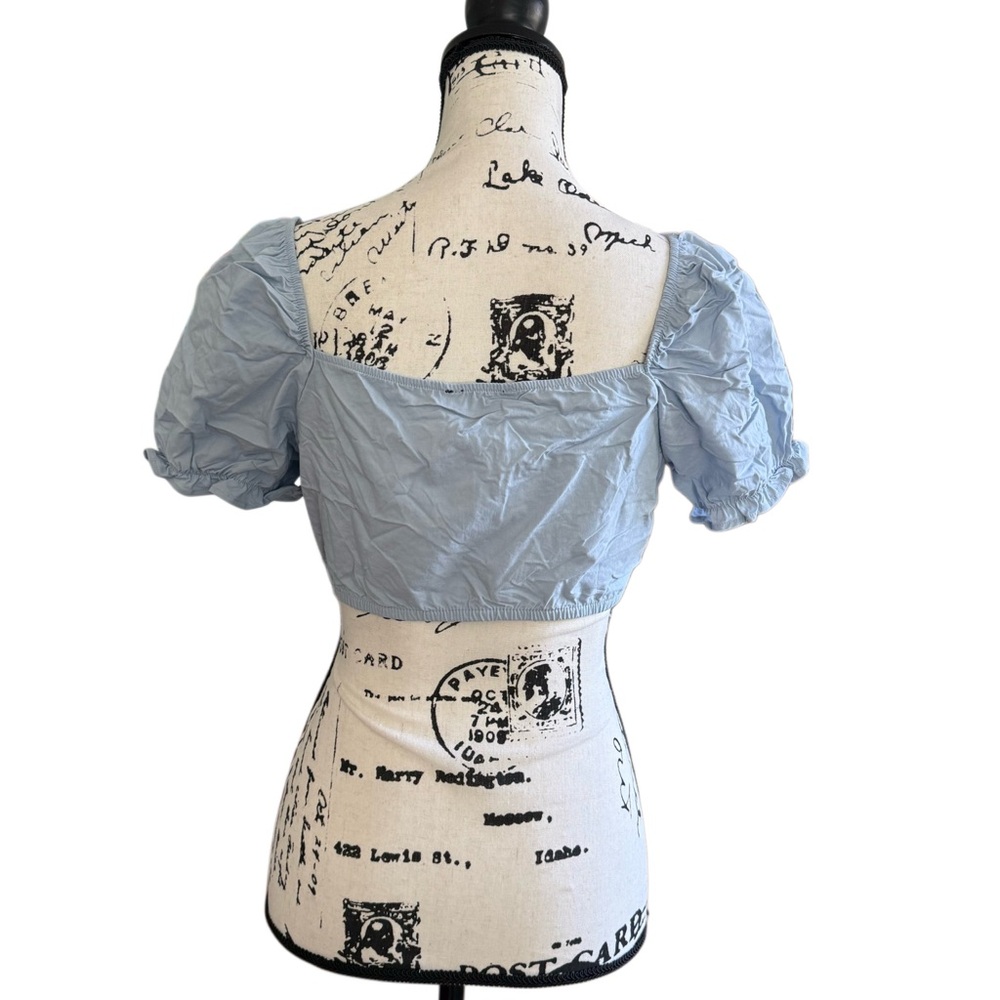 Blashe Double Tie-Front Puff Sleeve Crop Top - Picture 6 of 12